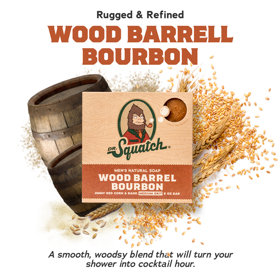 4-Pack Wood Barrel Bourbon Natural Bar Soap S6