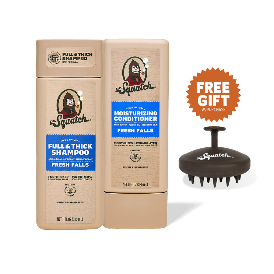 Hair Care Kit + Free Scalp Scrubber | Full & Thick Shampoo | Moisturizing Conditioner | Natural Products for Men A8