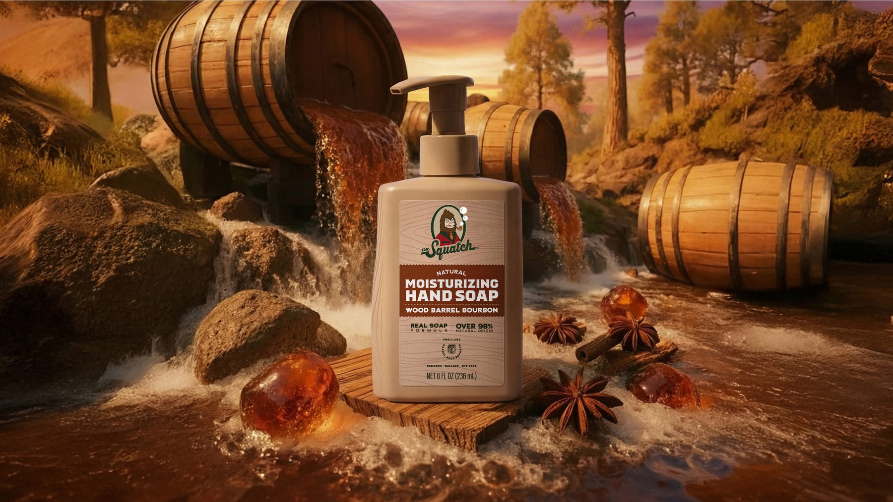 Wood Barrel Bourbon Hand Soap Z8