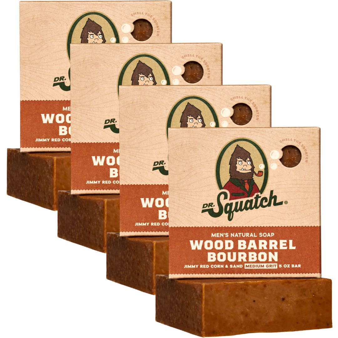 4-Pack Wood Barrel Bourbon Natural Bar Soap S6